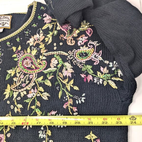 Vintage Y2k 2001 Heirloom Collectibles Cardigan Sweater Large Embroidery Beaded - Picture 13 of 16